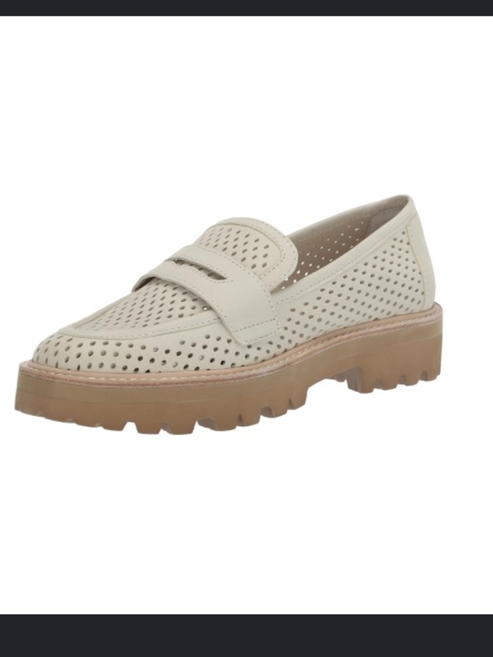 Dolce Vita Ersula Cream Perforated Loafer with Tan Lug Sole